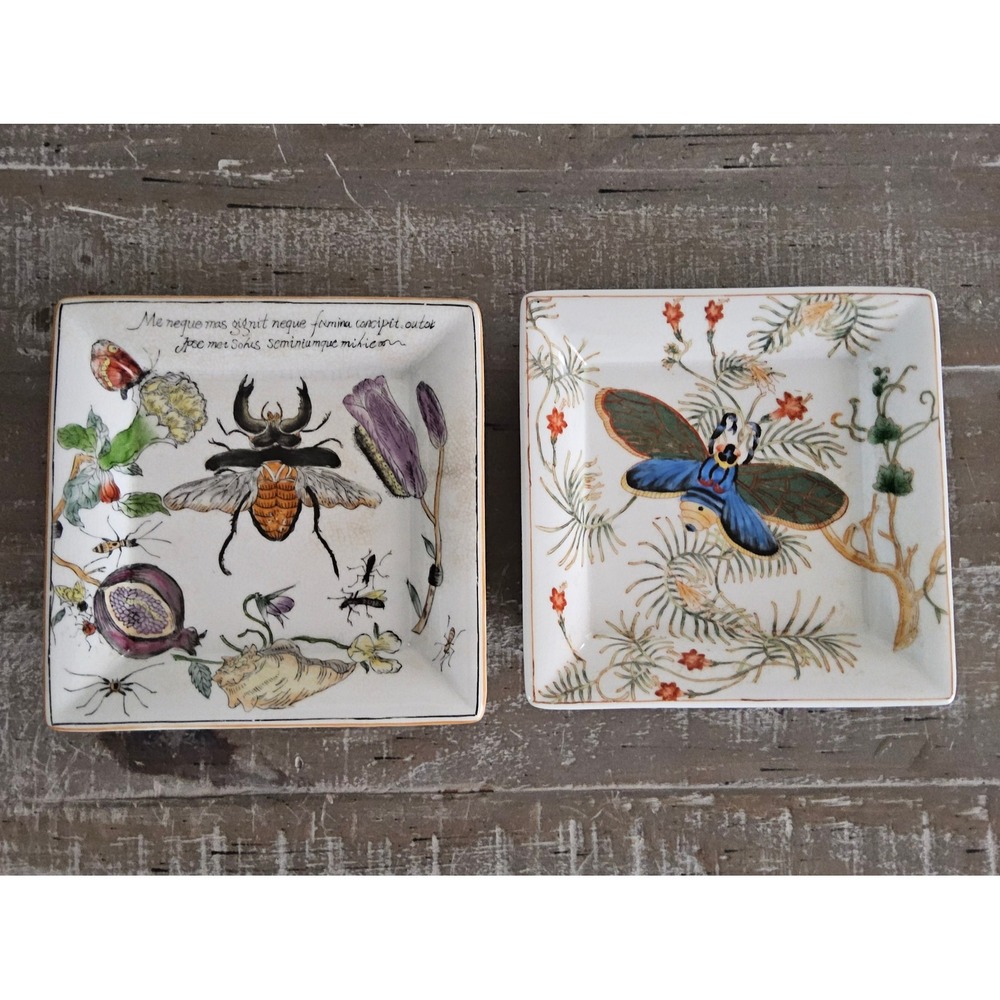HomArt Decorative Bug Insect Trinket Dish Set 2 Botanical Entomology Decor